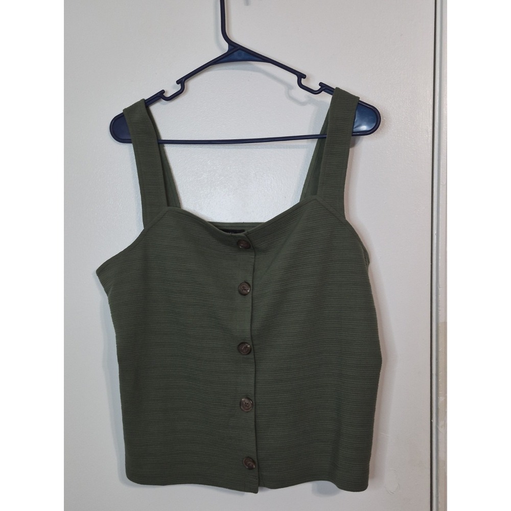 Olive Green Button-Front Women’s Tank Top